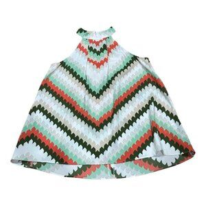 1.STATE Halter Blouse Womens XXS Multicolor Chevron Print Polyester Sleeveless